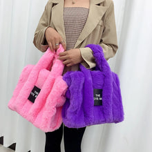 Load image into Gallery viewer, Designer Faux Fur Tote Bag for Women Luxury Handbags Autumn Winter Plush Shoulder Crossbody