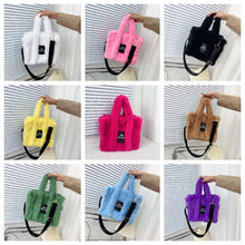 Load image into Gallery viewer, Designer Faux Fur Tote Bag for Women Luxury Handbags Autumn Winter Plush Shoulder Crossbody