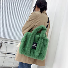 Load image into Gallery viewer, Designer Faux Fur Tote Bag for Women Luxury Handbags Autumn Winter Plush Shoulder Crossbody