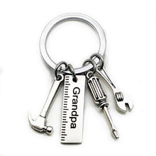 Load image into Gallery viewer, Fashion Dad Letters Keychains Creative Hammer Screwdriver Wrench Keyring Handbag Decor Tassel Hanging Pendant Father Day Gifts