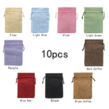 Load image into Gallery viewer, 10Pcs Packaging Bags For Gift Linen Bags Jewelry Display Wedding Sack Burlap Bag Diy Jute Bags Gift Drawstring Pouch Gift Box