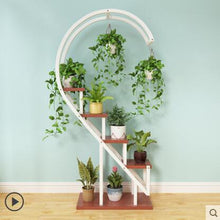 Load image into Gallery viewer, Living room household flower shelf, multi-storey indoor balcony iron circular shelf, decorative green lotus pendant orchid shelf