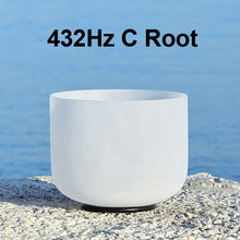 Load image into Gallery viewer, CVNC 8 Inch White Frosted Quartz Crystal Singing Bowl for Sound Healing Meditation Yoga with Free Mallet