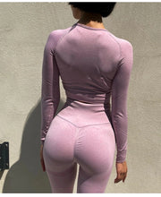 Load image into Gallery viewer, 2pcs Women Seamless Yoga Set Workout Clothes Long Sleeve Gym Crop Top High Waist Leggings Fitness Sports Wear Sport Suit Gymwear