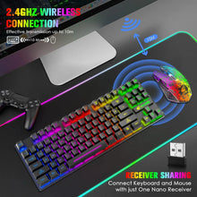 Load image into Gallery viewer, Wireless Gaming Keyboard and Mouse Combo,Rainbow Backlit Rechargeable 3800mAh Battery,87 Keys Mechanical Feel Keyboard