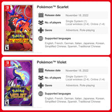 Load image into Gallery viewer, Pokémon Nintendo Switch Game Pokemon Pearl Diamond Sword Shield Pokémon Arceus Scarlet Violet Pikachu Lets Go Physical Game Card