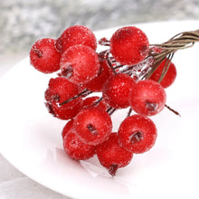 Load image into Gallery viewer, 100/20Pcs Artificial Frosted Holly Berries Mini Christmas Fake Fruit Berries Bouquet Stamen For DIY Wreath Xmas Party Decoration