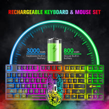 Load image into Gallery viewer, Wireless Gaming Keyboard and Mouse Combo,Rainbow Backlit Rechargeable 3800mAh Battery,87 Keys Mechanical Feel Keyboard