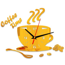 Load image into Gallery viewer, 3D DIY Mirror Coffee Time Clock Acrylic Wall Clock Modern for Kitchen Home Decor Cup Shape Wall Sticker