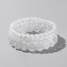 Load image into Gallery viewer, 100% Natural Plaster Selenite Bracelet 6/8/10 mm Round White Fine AAA Stone Beads Bracelet Mineral Cat Eye Yoga Balance Jewelry