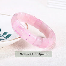 Load image into Gallery viewer, JD Natural Stone Purple Amethyst Rose Quartz Square Beads Bracelet Women Elegant Energy Healing Crystal Bangle Fashion Jewelry