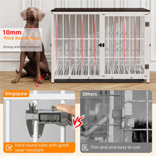 Load image into Gallery viewer, Heavy Duty Dog Kennels Metal Wooden Dog Crate End Table Furniture Style Pet Cage with Three Doors and Removable Tray