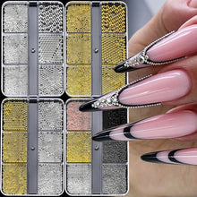 Load image into Gallery viewer, 6Gird/box Stainless Steel Caviar Beads Nail Art Mixed-Size Alloy Gold/Silver Gun Bead Nail Charms 0.8-3mm Manicure Micro Ball