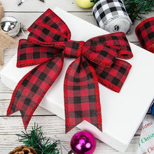 Load image into Gallery viewer, 6M/Roll Craft Ribbon Imitation Hemp Ribbon Wire Wire Edge Linen Ribbon Christmas Decoration Red and Green Snowflake Plaid Ribbon