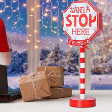 Load image into Gallery viewer, Unique Christmas Stop Sign LED Light Up Santa Stop Sign Desk Stop Sign Christmas Ornament