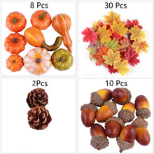 Load image into Gallery viewer, 50Pcs Halloween Artificial Pumpkin Autumn Fall Wreath Maple Leaves Pine Cones Set For Christmas Thanksgiving Decor Fall Pumpkin