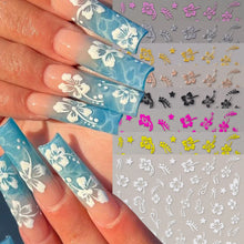 Load image into Gallery viewer, 1pc 3D Hibiscus Flowers Nail Sticker White Black Flower Petals Adhesive Decals Pink Golden Floral Slider For Nail Art Decoration