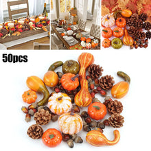 Load image into Gallery viewer, 50Pcs Halloween Artificial Pumpkin Autumn Fall Wreath Maple Leaves Pine Cones Set For Christmas Thanksgiving Decor Fall Pumpkin