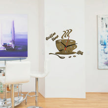 Load image into Gallery viewer, 3D DIY Mirror Coffee Time Clock Acrylic Wall Clock Modern for Kitchen Home Decor Cup Shape Wall Sticker