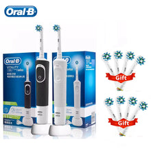 Load image into Gallery viewer, Oral B Vitality Cross Action Electric Toothbrush Rechargeable With 2 Minutes Timer Rotation Clean White Teeth Black/White Brush