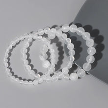 Load image into Gallery viewer, 100% Natural Plaster Selenite Bracelet 6/8/10 mm Round White Fine AAA Stone Beads Bracelet Mineral Cat Eye Yoga Balance Jewelry