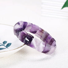 Load image into Gallery viewer, JD Natural Stone Purple Amethyst Rose Quartz Square Beads Bracelet Women Elegant Energy Healing Crystal Bangle Fashion Jewelry