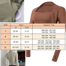 Load image into Gallery viewer, Aiithuug Padded Yoga Shirts Long Sleeve Yoga Crop Tops Low Cut Shirts Gym Shirt Workout Gym Top Insert Pads Slim Fit Sports Sexy