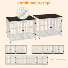 Load image into Gallery viewer, Heavy Duty Dog Kennels Metal Wooden Dog Crate End Table Furniture Style Pet Cage with Three Doors and Removable Tray