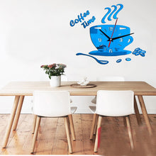 Load image into Gallery viewer, 3D DIY Mirror Coffee Time Clock Acrylic Wall Clock Modern for Kitchen Home Decor Cup Shape Wall Sticker