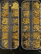 Load image into Gallery viewer, 12Grids Moon Star Nails Gold Metallic Nail Sequins Charms 3D Nail Art Tips Decoration 3D Metal Moon Star Sun Bead Rivet Nail Jewels