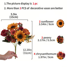 Load image into Gallery viewer, 1/4pcs Artificial Peony Sunflower Flowers, Perfect for Room, Home, Office, Wedding, Christmas, Halloween,Thanksgiving,Vase Decor