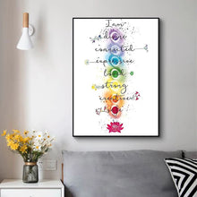 Load image into Gallery viewer, Seven Chakras Corresponding Healing Crystals Guide Canvas Paintings Posters Prints Wall Art Pictures for Yoga Room Decor Cuadros