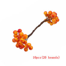 Load image into Gallery viewer, 6/10/12/90/130pcs Orange Mixed Artificial Flower Cherry Stamen Berries Bundle DIY Fake Christmas Wedding Gift Box Wreath Decora