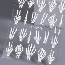 Load image into Gallery viewer, 5D Relief Skeleton Hand Halloween Nail Art Stickers Devil's Eye Slider Decal DIY Manicure Decoration Tips Nail Accessories Tools
