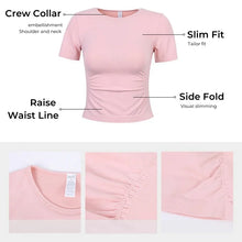 Load image into Gallery viewer, Aiithuug Seamless Slimming Waist Up Yoga Short Sleeve Gym Shirts Stretch Breathable Daily Sports Tennis Golf Tops Fitness Crops