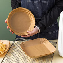 Load image into Gallery viewer, 20/50pcs Air Fryer Paper Parchment Wood Pulp Steamer Cheesecake airfryer disposable trays