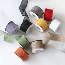 Load image into Gallery viewer, 4.5M/Roll Crafts Ribbon Wrapping Material DIY Fabric Ribbon Burlap Ribbon With Wired Edge Christmas Gift Packing Bows