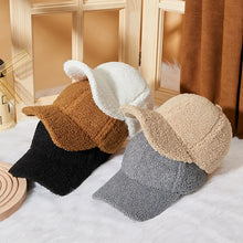 Load image into Gallery viewer, New Winter Women Baseball Cap Men Artificial Lamb Wool Duck Tongue Hats Plush Thickened Warm Fashion Solid Velvet Sunshade Hat