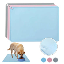 Load image into Gallery viewer, ZK30 3Colors Easy Clean Waterproof Non-slip Pet Mat For Cat Silicone Pet Food Mat Pet Bowl Drinking Water Pad Dog Feeding Mat