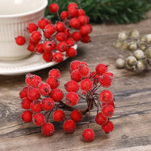 Load image into Gallery viewer, 100/20Pcs Artificial Frosted Holly Berries Mini Christmas Fake Fruit Berries Bouquet Stamen For DIY Wreath Xmas Party Decoration