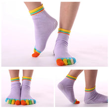 Load image into Gallery viewer, Women Colorful Yoga Socks Non-Slip Ladies Dance Socks Cotton Healthy Sports Five-toed Socks