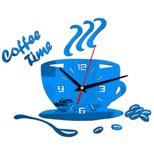 Load image into Gallery viewer, 3D DIY Mirror Coffee Time Clock Acrylic Wall Clock Modern for Kitchen Home Decor Cup Shape Wall Sticker