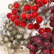 Load image into Gallery viewer, 100/20Pcs Artificial Frosted Holly Berries Mini Christmas Fake Fruit Berries Bouquet Stamen For DIY Wreath Xmas Party Decoration
