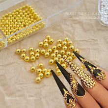 Load image into Gallery viewer, 6Gird/box Stainless Steel Caviar Beads Nail Art Mixed-Size Alloy Gold/Silver Gun Bead Nail Charms 0.8-3mm Manicure Micro Ball