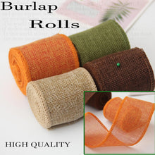 Load image into Gallery viewer, 3M/Roll Burlap Wired Ribbon Roll Natural Jute Wrapping Burlap Ribbon For Christmas Crafts DIY Wedding Party Bows Trim Decoration