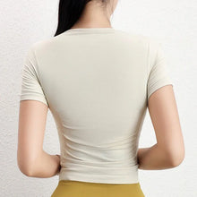 Load image into Gallery viewer, Aiithuug Seamless Slimming Waist Up Yoga Short Sleeve Gym Shirts Stretch Breathable Daily Sports Tennis Golf Tops Fitness Crops