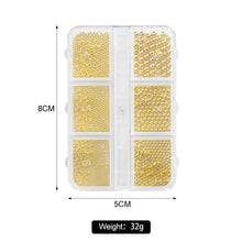 Load image into Gallery viewer, 6Gird/box Stainless Steel Caviar Beads Nail Art Mixed-Size Alloy Gold/Silver Gun Bead Nail Charms 0.8-3mm Manicure Micro Ball