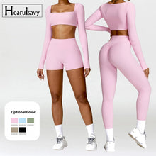 Load image into Gallery viewer, 2PCS Yoga Suit Sports Set Women Quick-Drying Gym Set Women Tracksuit Running Workout Long Sleeve Sports Shirt Yoga Clothing