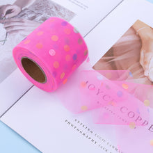 Load image into Gallery viewer, 8cm 25Yards Glitter Tulle Ribbon Roll Sparkly Dot Sequin Mesh Fabric for DIY Hairband Bow Clip Wedding Birthday Party Decoration