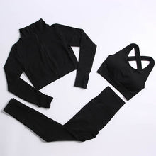 Load image into Gallery viewer, 2/3 Pieces Yoga Set Bar High-Waisted Tight Pants Gym Exercise Clothing Suitable Sportswear For Women Zipper Jacket Leggings Suit